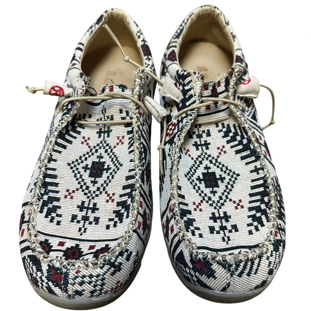 Roper Womens Southwestern Aztec Tapestry Slip On Loafers Shoes Size 10